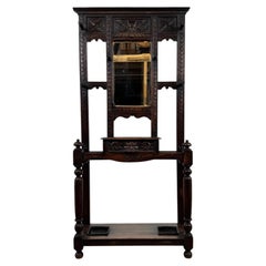 Fine 19th Century Antique English Carved Oak Green Man Hall Stand