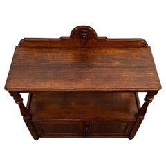 Fine 19th Century Antique English Oak Cupboard with Raised Gallery