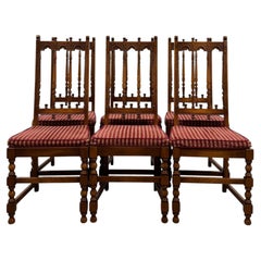 Vintage 20th Century English Ercol Set of Six Oak Dining Chairs