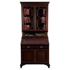 Fine Early 20th Century Antique English Chippendale Revival Bureau Bookcase