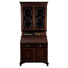 Fine Early 20th Century Antique English Chippendale Revival Bureau Bookcase