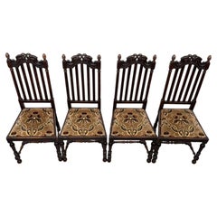Fine Early 20th Century Antique English Set of Six Oak Dining Chairs