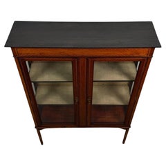 Fine Early 20th Century Antique English Inlaid Mahogany Display Cabinet Vitrine