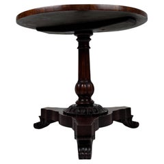 Fine 19th Century Antique English Round Mahogany Tripod Side Table
