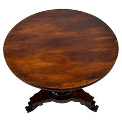 Fine 19th Century Antique English Round Mahogany Tripod Side Table