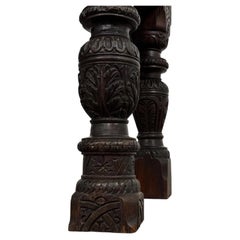 Fine 19th Century Antique English Carved Oak Side Table