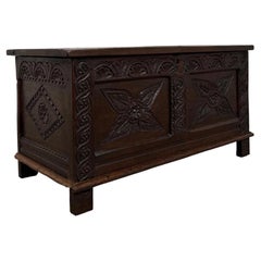 Fine 18th Century Antique English Oak Coffer or Blanket Chest
