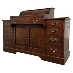Fine 19th Century Antique English Oak Tambour-Top Banker's Desk