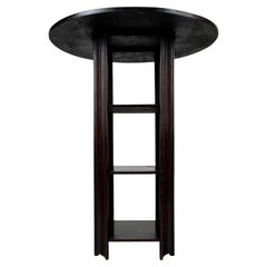 Fine Early 20th Century Antique English Oak Round Side Table with Shelved Base
