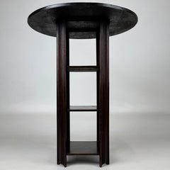 Fine Early 20th Century Antique English Oak Round Side Table with Shelved Base