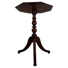 Fine 19th Century Antique English Octagonal Mahogany Tripod Side Table