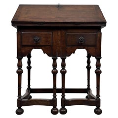 Fine Early 20th Century English Jacobean-Style Oak Bureau with Folding Supports