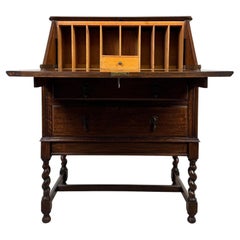 Fine Early 20th Century Antique English Jacobean-Style Oak Bureau