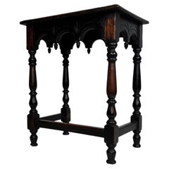 Fine 19th Century Antique English Victorian Carved Oak Side Table