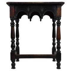 Fine 19th Century Antique English Victorian Carved Oak Side Table