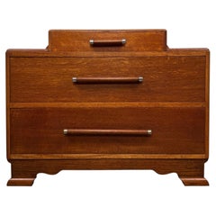 Vintage 20th Century English Oak Low Chest of Drawers
