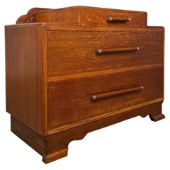 Vintage 20th Century English Oak Low Chest of Drawers