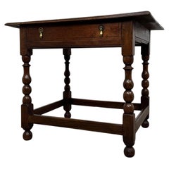 Fine 18th Century Antique English Georgian Bobbin-Turned Oak Side Table