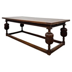 Fine 19th Century Antique English Oak 14ft Draw-Leaf Dining Table