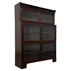 Fine Early 20th Century Antique English Oak Glazed Display Cabinet Vitrine