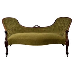 Fine 19th Century Antique English Victorian Mahogany Spoon-Back Settee