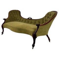 Fine 19th Century Antique English Victorian Mahogany Spoon-Back Settee