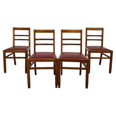 Fine Early 20th Century Antique English Set of Four Golden Oak Dining Chairs