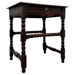Fine 19th Century Antique English Bobbin-Turned Oak Side Table
