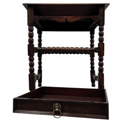 Fine 19th Century Antique English Bobbin-Turned Oak Side Table