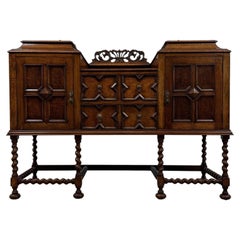 Fine Early 20th Century Antique English Jacobean-Style Golden Oak Sideboard
