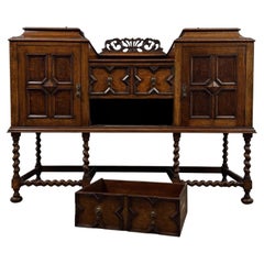 Fine Early 20th Century Antique English Jacobean-Style Golden Oak Sideboard