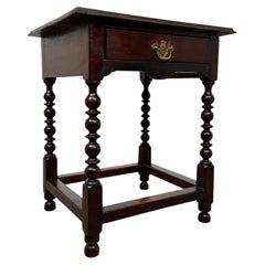Fine 19th Century Antique English Bobbin-Turned Oak Side Table
