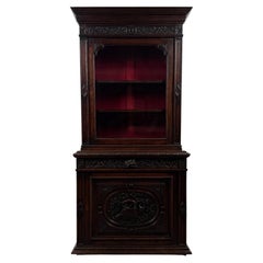 Fine 19th Century Antique English Victorian Carved Oak Bookcase