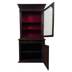 Fine 19th Century Antique English Victorian Carved Oak Bookcase
