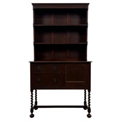 Fine Early 20th Century Antique English Barley-Twist Oak Welsh Dresser