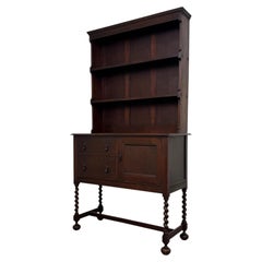 Fine Early 20th Century Antique English Barley-Twist Oak Welsh Dresser