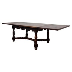Fine Early 20th Century English Jacobean-Style Oak Draw-Leaf Dining Table