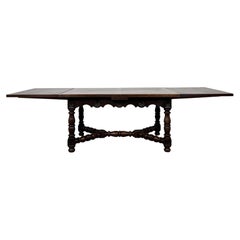 Fine Early 20th Century English Jacobean-Style Oak Draw-Leaf Dining Table