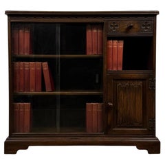 Fine Early 20th Century Antique English Linenfold Oak Bookcase