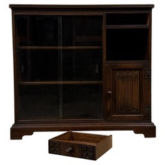 Fine Early 20th Century Antique English Linenfold Oak Bookcase