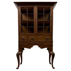 Early 20th Century English Oak Display Vitrine Cabinet
