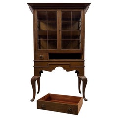 Early 20th Century English Oak Display Vitrine Cabinet