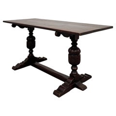 Early 20th Century English Solid Oak Refectory Dining Table