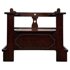 Antique Early 20th Century English Oak Hall Seat