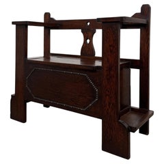 Antique Early 20th Century English Oak Hall Seat