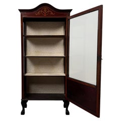 Antique Early 20th Century English Mahogany Glazed Display Cabinet Vitrine