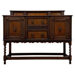 Fine Antique Early 20th Century English Jacobean-Style Oak Sideboard