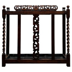 Fine Antique 19th Century English Oak Umbrella and Stick Stand