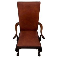 Fine Antique 19th Century English Mahogany Open Armchair with Claw Feet