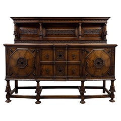 Fine Antique 19th Century English Carved Oak Sideboard